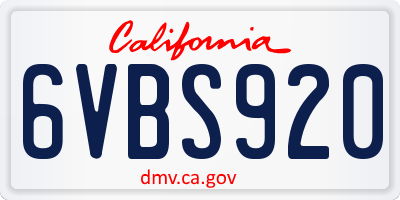 CA license plate 6VBS920