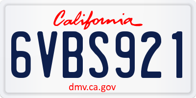 CA license plate 6VBS921