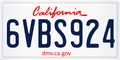 CA license plate 6VBS924