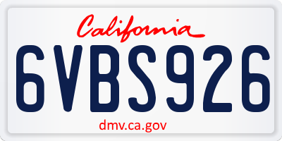 CA license plate 6VBS926