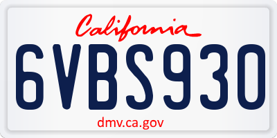 CA license plate 6VBS930