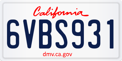 CA license plate 6VBS931
