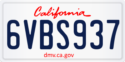 CA license plate 6VBS937