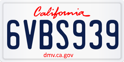 CA license plate 6VBS939