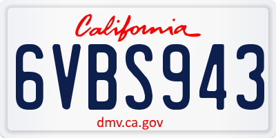 CA license plate 6VBS943