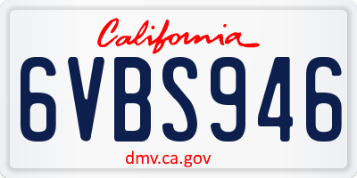 CA license plate 6VBS946