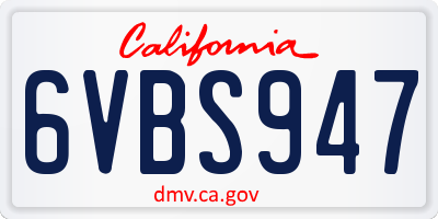 CA license plate 6VBS947