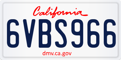 CA license plate 6VBS966