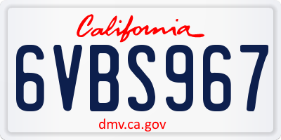 CA license plate 6VBS967