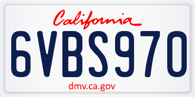 CA license plate 6VBS970