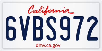 CA license plate 6VBS972