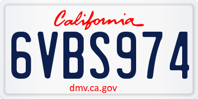 CA license plate 6VBS974
