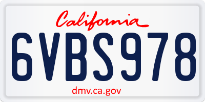 CA license plate 6VBS978