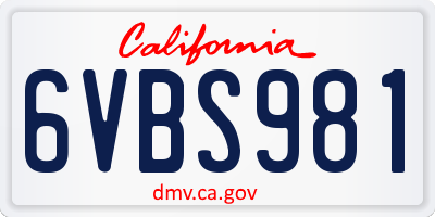 CA license plate 6VBS981
