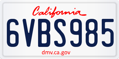CA license plate 6VBS985