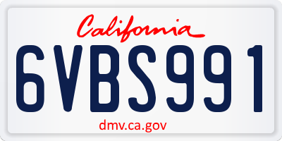 CA license plate 6VBS991