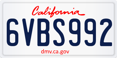 CA license plate 6VBS992