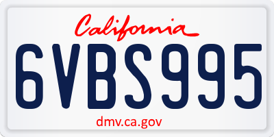 CA license plate 6VBS995