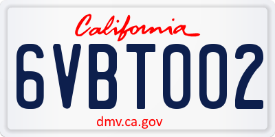 CA license plate 6VBT002