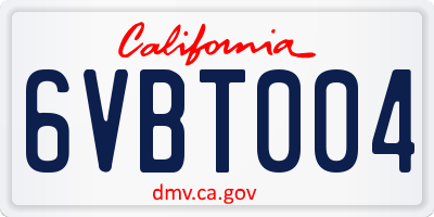 CA license plate 6VBT004