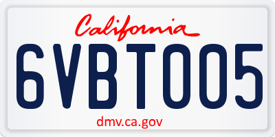 CA license plate 6VBT005