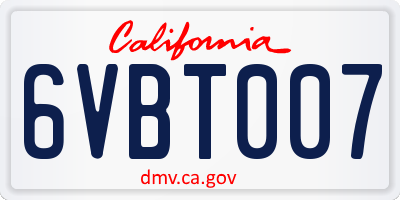 CA license plate 6VBT007