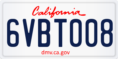 CA license plate 6VBT008