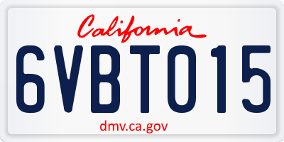 CA license plate 6VBT015