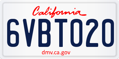CA license plate 6VBT020
