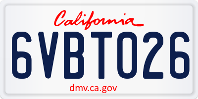 CA license plate 6VBT026