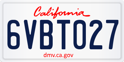 CA license plate 6VBT027