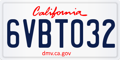 CA license plate 6VBT032