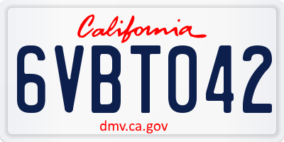 CA license plate 6VBT042
