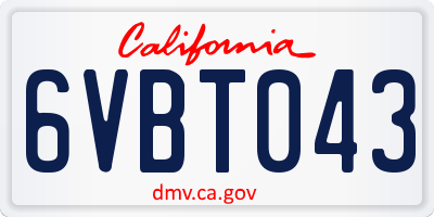 CA license plate 6VBT043