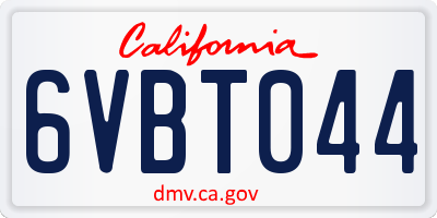 CA license plate 6VBT044