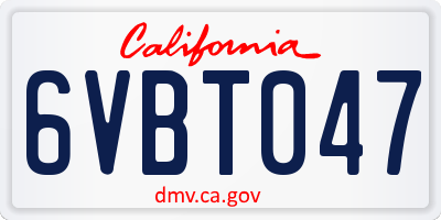 CA license plate 6VBT047