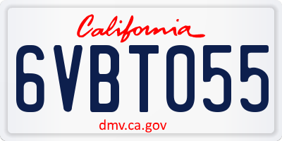CA license plate 6VBT055