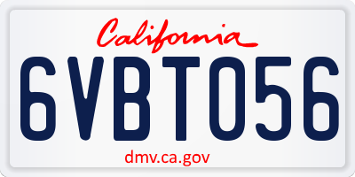 CA license plate 6VBT056