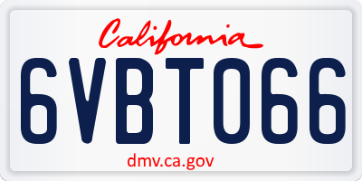 CA license plate 6VBT066