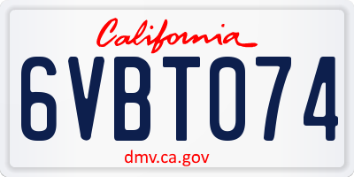 CA license plate 6VBT074