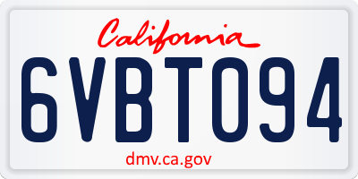 CA license plate 6VBT094
