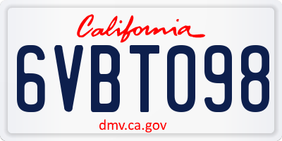 CA license plate 6VBT098