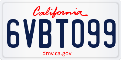 CA license plate 6VBT099