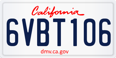CA license plate 6VBT106