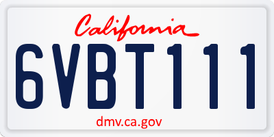 CA license plate 6VBT111