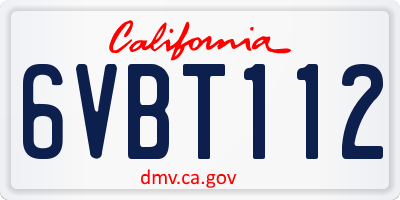 CA license plate 6VBT112
