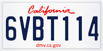 CA license plate 6VBT114