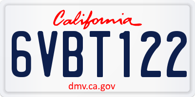 CA license plate 6VBT122