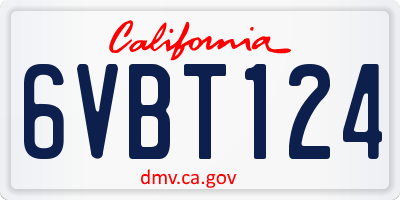 CA license plate 6VBT124