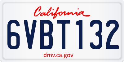 CA license plate 6VBT132